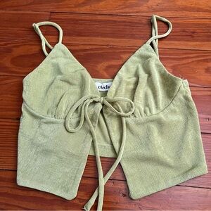 Elodie Sage Green Tie-Front Crop Top Size XS